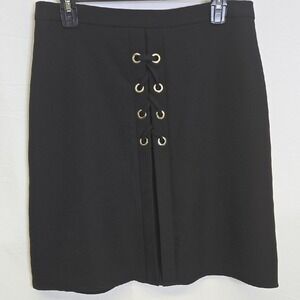 NY Collection Lace Up Skirt, Black,‎ Womens Size Small